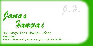 janos hamvai business card